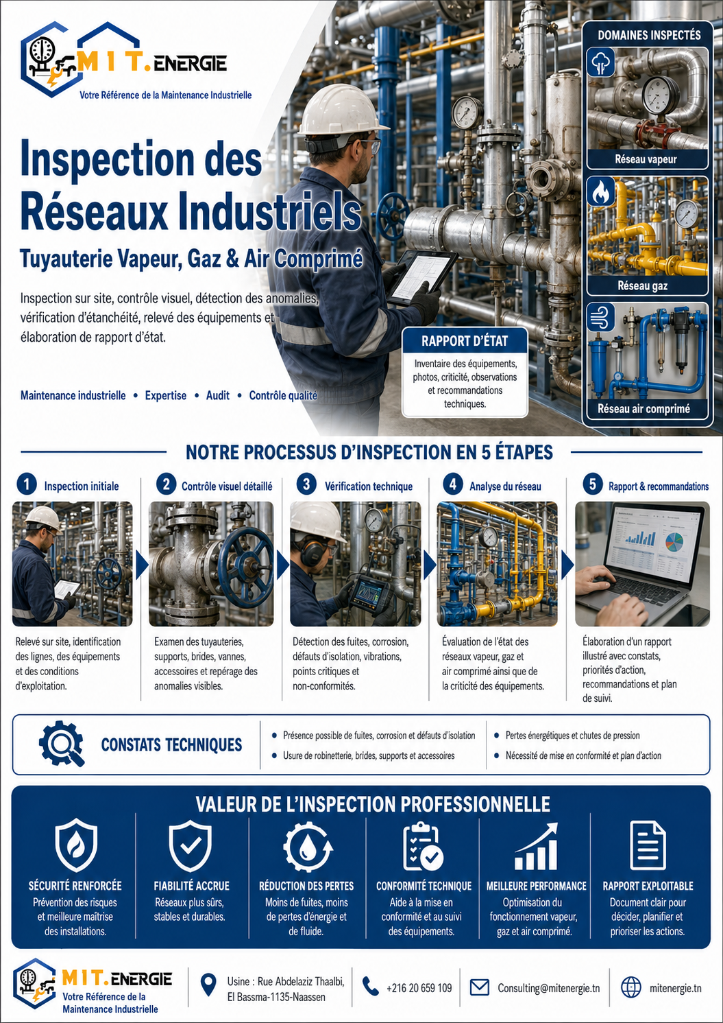 inspection circuit vapeur